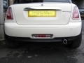 Mini Cooper D 2010. Laserline Rear Parking sensors install into OE standard location.