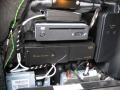 Range Rover Vogue. Two Screens trimmed into headrests. 6 disc disc DVD player installed into boot compartment in standard location. Sony Playstation 2 installed into compartment for factory DVD Changer (not fitted) .Cordless Headphones.